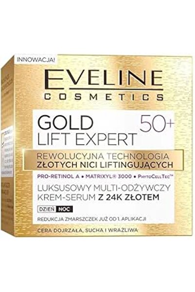 Eveline Cosmetics كريم إيفلين كوزمتكس جولد ليفت إكسبيرت المضاد للتجاعيد لشد البشرة ليلاً ونهاراً مع ذهب عيار 24 قيراط 50+، 50 مل