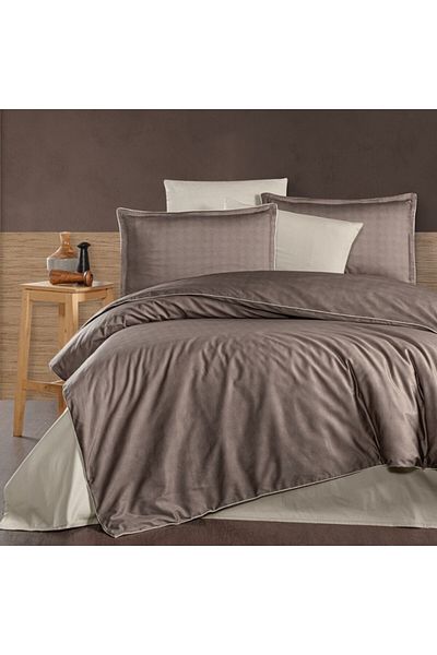 First Choice Luxury premium satin bed linen La Romano, First Choice, Ruth Wooden Brown Geometric