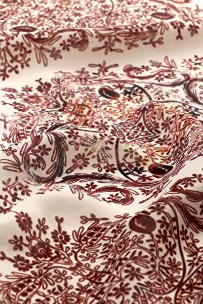 Bursa İpek Cream Ethnic Pattern Soft Shawl