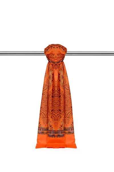 Bursa İpek Πορτοκαλί Ethnic Pattern Μαλακό Σάλι