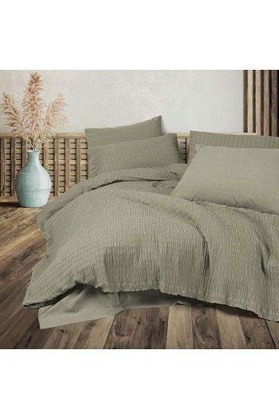 Cotton Box Lenjerie cu model plisat pat dublu 6 piese, Cotton Box, Liny Sungai Verde