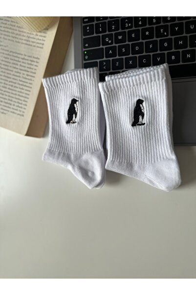 AYDK Sad White Lonely Penguin Embroidered Summer Winter Unisex Fun 2 Pair Socks Set