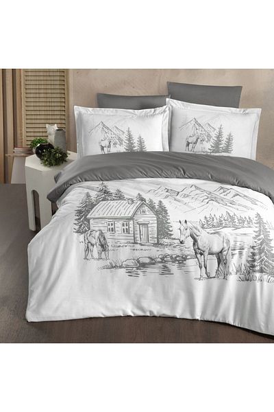 First Choice Bed linen, 3D luxury cotton satin 6 pieces, First Choice, Keira, Mountain cabin