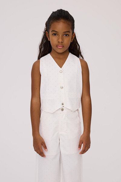 Tyess Bg Store White Vest for Girls
