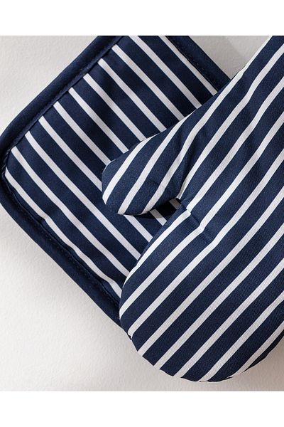 Madame Coco Vernon Set of 2 100% Cotton Kitchen Gloves - Navy Blue/White