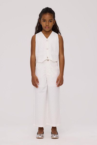 Tyess Bg Store White Vest for Girls