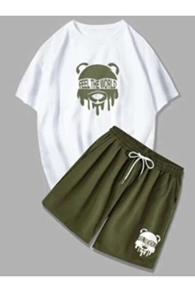 LUNAVISTA Blackstreet Unisex Feel the World Printed Shorts Set Brown