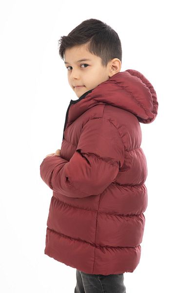 Montland Sports Boy's Burgundy Fleece Lined Fur Hooded Waterproof Wind Resistant Puffer Winter Coat
