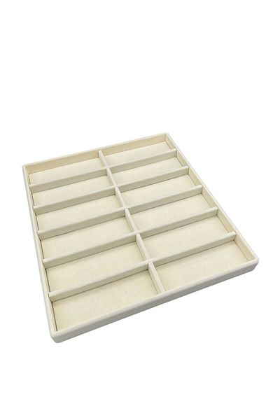 MeGass Dekor Εγχώριας παραγωγής Havana Model Suede Fabric Cream Χρώμα 38 cm / 36 cm Γυαλιά Οθόνη Συρταριέρα