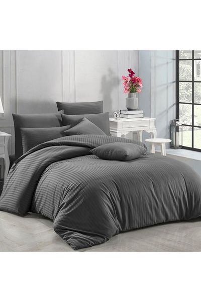 NazeninHome Luxury satin family bed linen, 7 pieces, Nazenin Home, Anthracite Line