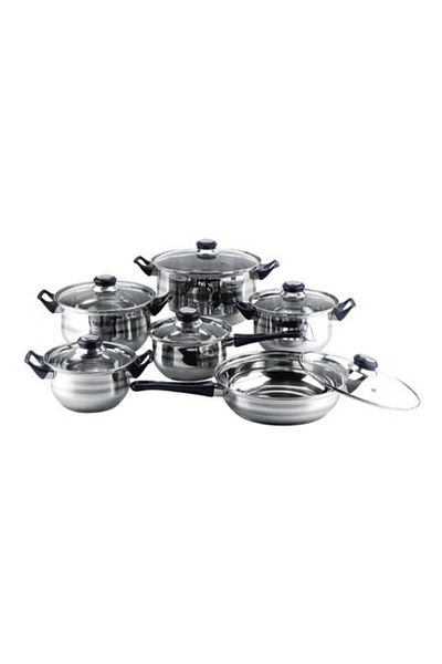 Floria 12-piece stainless steel pot set ZLN-4038, Suitable for all heat sources, including induction, Floria