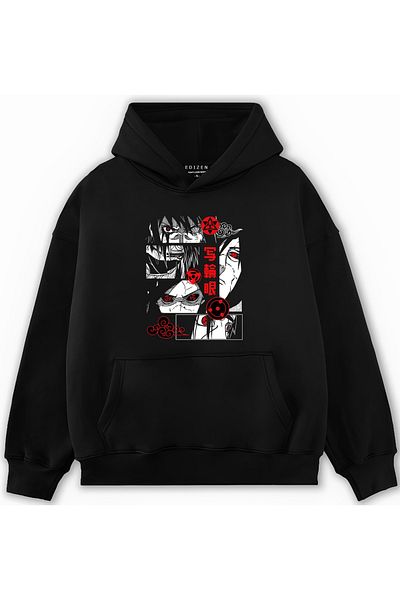 Edizen Φούτερ Uchiha Clan 2024 Oversize 100% βαμβακερή κουκούλα