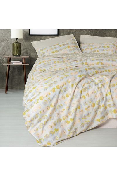 Cotton Box Single bed linen with elastic, 100% cotton ranforce, Cotton Box, Jocus Beige with polka dots