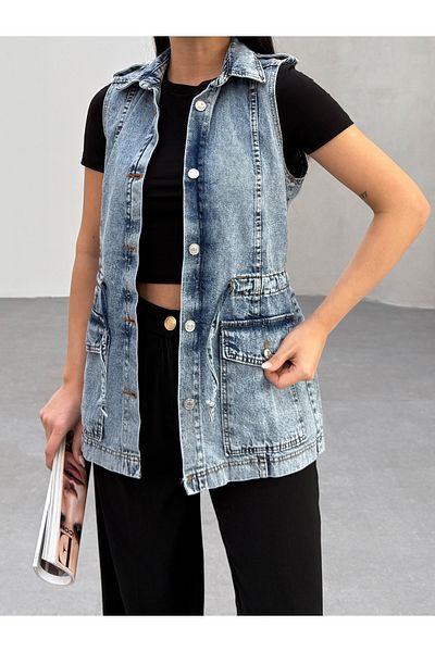 SOLİS MODA Women's Denim Vest