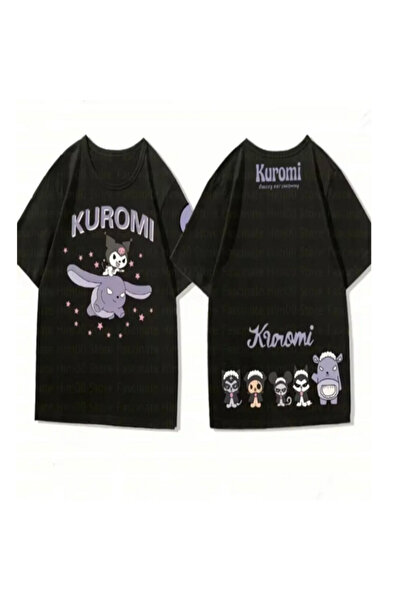 Minga London Tricou oversize cu imprimeu față/spate Black Flying Kuromi Bestf...