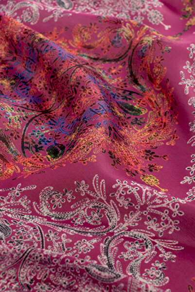 Bursa İpek Φούξια Ethnic Pattern Μαλακό Σάλι