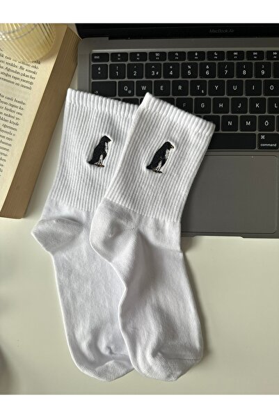 AYDK Sad White Lonely Penguin Embroidered Summer Winter Unisex Fun Single Socks