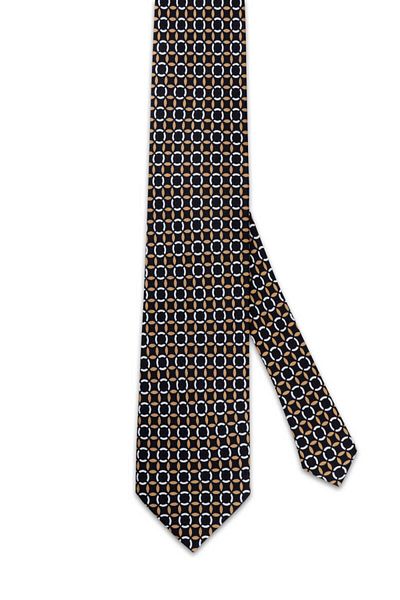 Bursa İpek Mustard Patterned Silk Tie