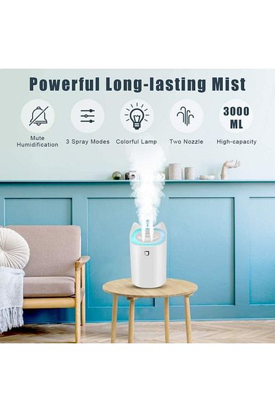 fulina 3L Air Humidifier, 3 Mist Modes and 48-Hour Run Time, 7 Colorful Night Light, for home