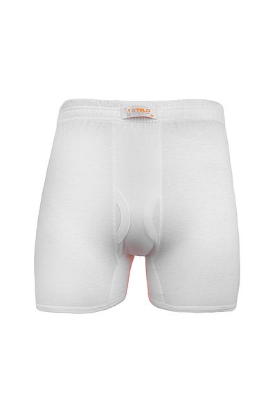 TEXTELO Man White boxer shorts combed Comfort-Fit Underwear Long Leg Short Briefs Open made in Egypt