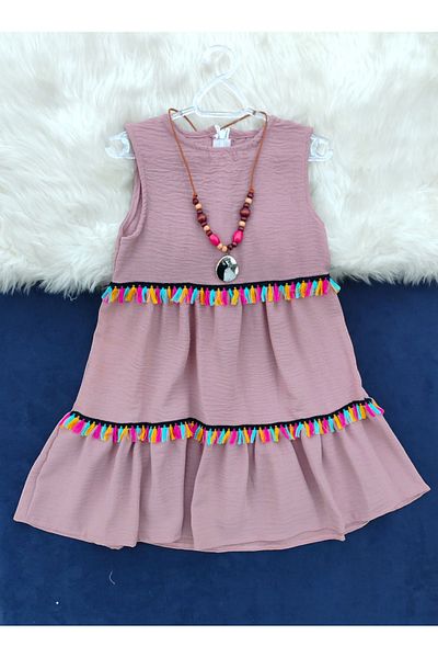 Kerimino Girl's Dress with Tasseled Necklace