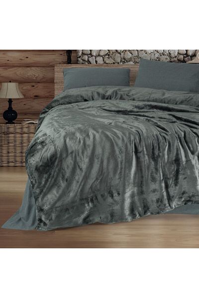 Cotton Box Velvet bedding set for double bed 4 pieces, Cotton Box, Velvet Flossy Grey
