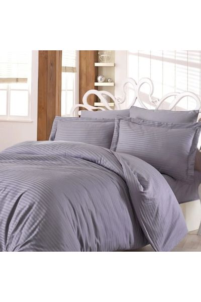 NazeninHome Luxury satin bed linen 6 pieces, Nazenin Home, Line Grey