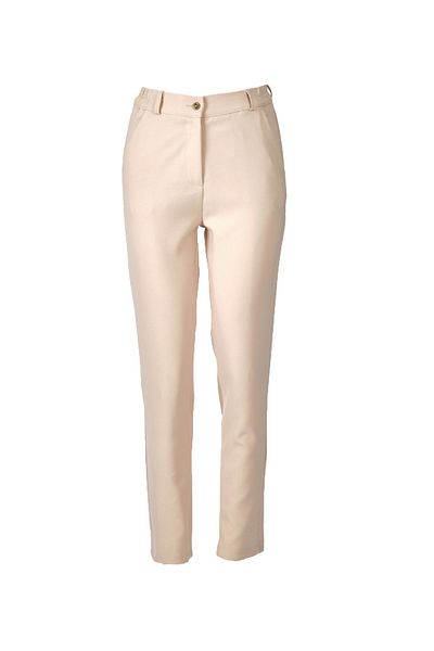 Ysatis Beige Straight Leg Elastic Women's Trousers -23242000123