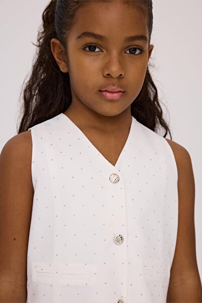 Tyess Bg Store White Vest for Girls