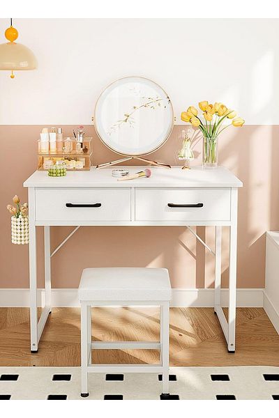 sharpdo Modern Home Multifunctional Dressing Table with Double Drawer Storage