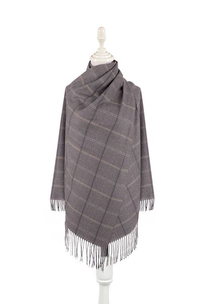 Bursa İpek Smoked Plaid Pattern Winter Shawl