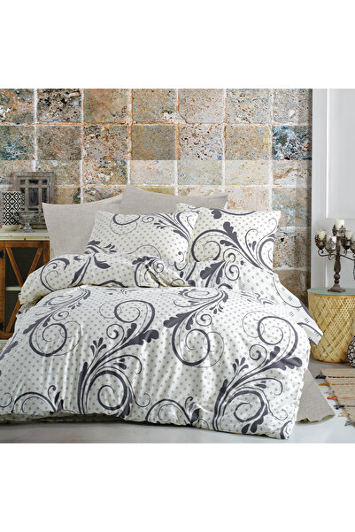 NazeninHome Lenjerie pat dublu bumbac ranforce 4 piese, Dream Otis Bej