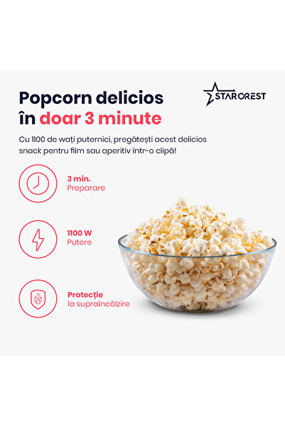 STARCREST STARCREST SPM-1100WH Popcorn Maker, 1100 W, White/Black
