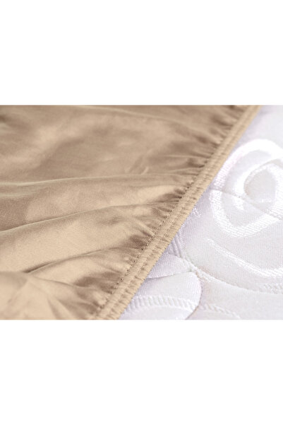 Madame Coco Beige Satin Bed Sheet - Ciel Double 100% Cotton Elastic