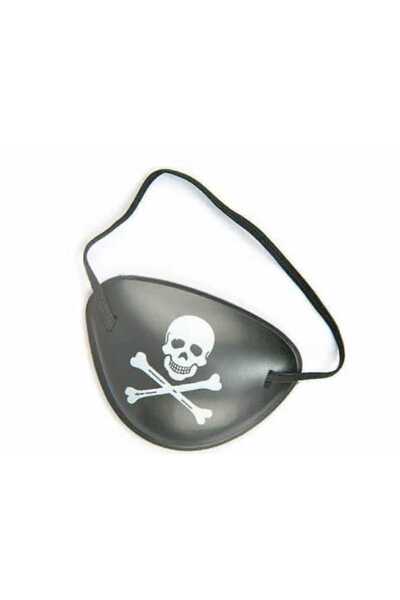 funworld - Siyah Renk Kuru Kafa Baskılı Plastik Korsan Göz Maskesi Korsan Göz Bandı