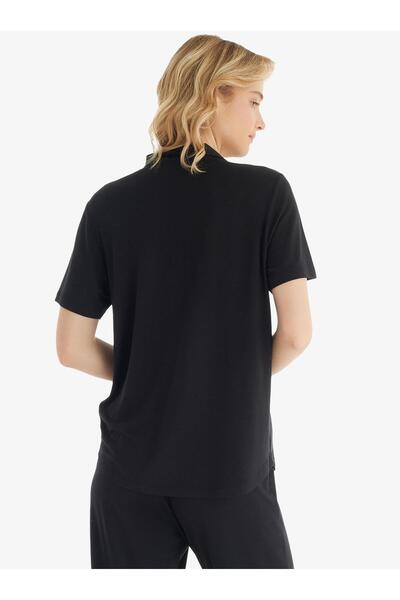 Blackspade Kadın Kısa Kol Önden Düğmeli Modal Siyah Pijama Takımı C3T0N8O15