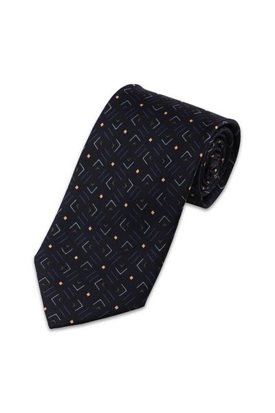 Bursa İpek Black Patterned Silk Tie