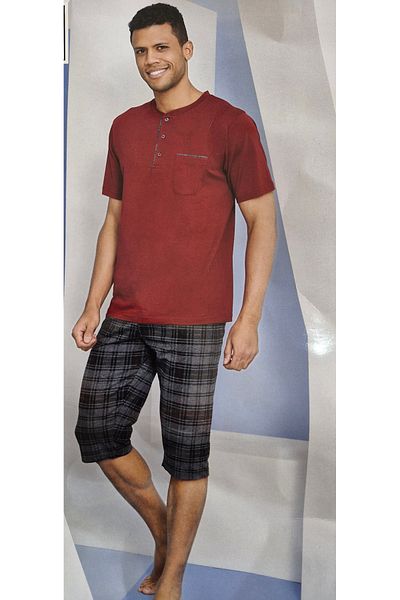 KLY Men's Cotton Oversize Midi Collar Capri Set