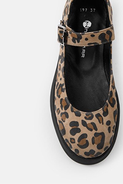 NILUFARR Panthera Leopar Hakiki Deri Kadın Loafer