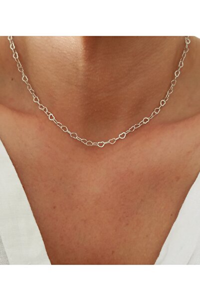 DENİZDENAL قلادة سلسلة القلب الفضية