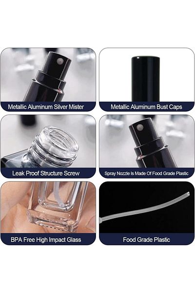 COOYA 5Pcs Glass Sprayer Bottle Set, Mini Refillable Perfume Atomizer Portable for Travel Gift 10ML/0.35OZ