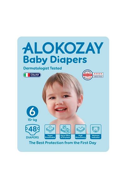 Alokozay Premium Baby Diapers - Size 6 (15+ Kg) - 48 Diapers