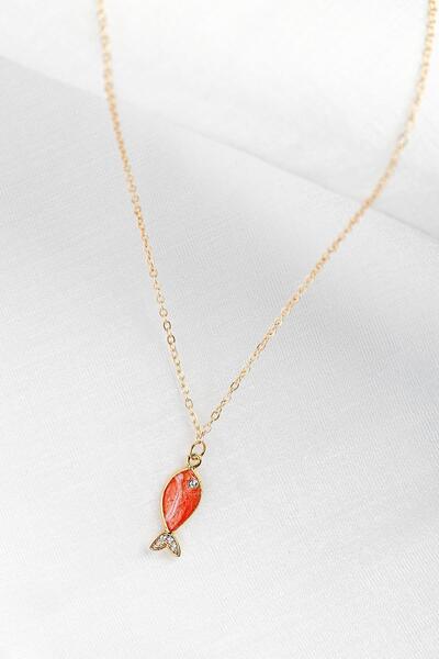 New Obsessions Turuncu Balıklı Şans Kolyesi