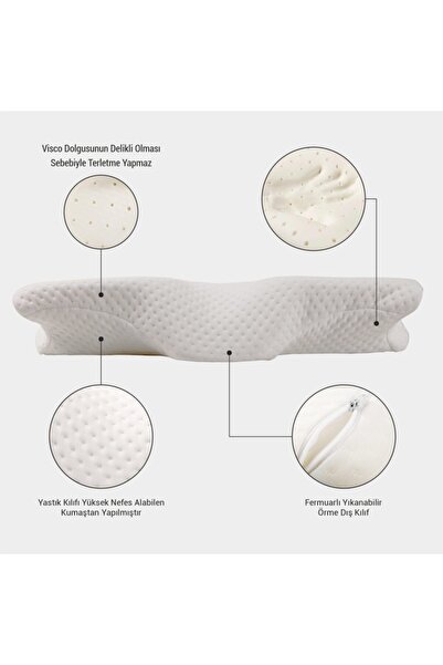 SOUB SLEEP Güzellik Beauty Ortopedik Visco Yastık, Anti Horlama 35x65 Cm