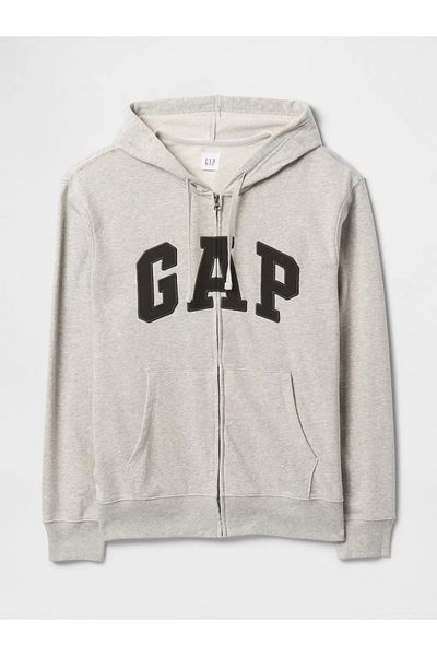 GAP Ανδρικό φούτερ από ύφασμα Terry με φερμουάρ σε γκρι λογότυπο