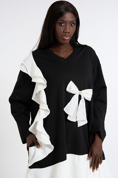 HANIQA Ruffle Skirt Dress with Ribbon