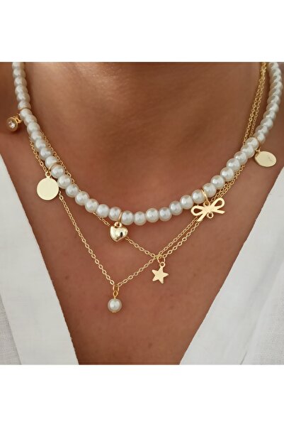 DENİZDENAL İnci Kolye Zincir Seti