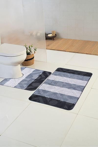 Moda Dekor Χαλάκι μπάνιου Colorline Piusa Grey 60x100 - 60x50 2 τεμαχίων