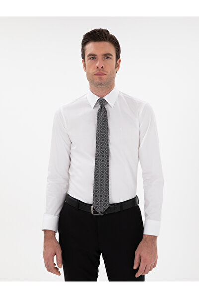 Cacharel Beyaz Slim Fit Klasik Yaka Basic Gömlek 50304037-VR013