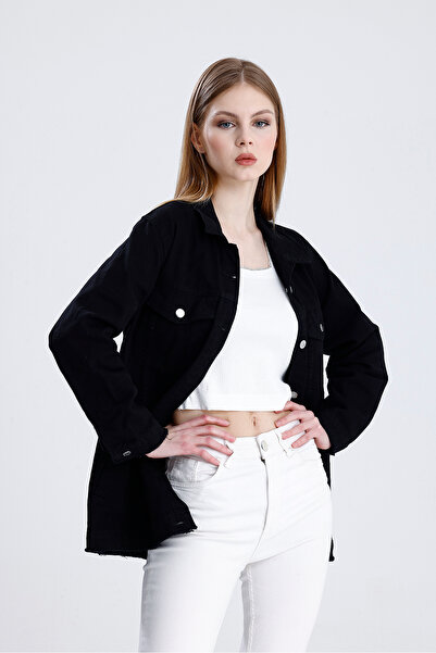 For Angels Seasonal Boyfriend Denim Jacket with Pockets